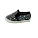 Black 4 Toddler Toddler/Baby Girls Rhinestone Flat Slip On Sneakers