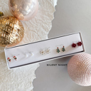 Silent Night Boxed Christmas Earrings Set | Gift Ready Holiday Stud Sets | Dainty Santa Jewelry | Reindeer Earrings