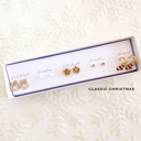 Classic Christmas Boxed Christmas Earrings Set | Gift Ready Holiday Stud Sets | Dainty Santa Jewelry | Reindeer Earrings