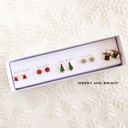 Merry and Bright Boxed Christmas Earrings Set | Gift Ready Holiday Stud Sets | Dainty Santa Jewelry | Reindeer Earrings
