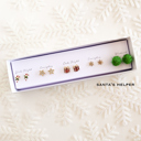 Santa's Helper Boxed Christmas Earrings Set | Gift Ready Holiday Stud Sets | Dainty Santa Jewelry | Reindeer Earrings