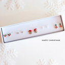 Boxed Christmas Earrings Set | Gift Ready Holiday Stud Sets | Dainty Santa Jewelry | Reindeer Earrings