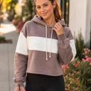  Joni Colorblock Cropped Hoodie | Tan Beige White Neutral Women's Sweatshirt with Hood | Fall and Winter Fashion | Casual Athleisure