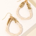  Raven Seed Beaded Twist Teardrop Earrings | Neutral Beige Accessories | Women's Earrings | Trendy Jewelry