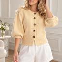  Kirsten Short Puff Sleeve Button Down Sweater | Butter Yellow Top | Cardigan | New Summer Arrival