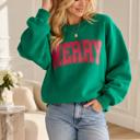  Merry Graphic Sweatshirt | Red or Green Women's Pullover Tops | Christmas Holiday Festive Winter Fashion | Crewneck | Long Sleeve
