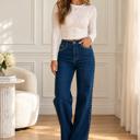  Madyson Stud Wide Leg Jeans | Women's Denim | Trendy High Waist Medium Wash | Fall and Winter Style | Year-Round | Statement Jean