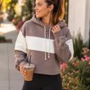  Joni Colorblock Cropped Hoodie | Tan Beige White Neutral Women's Sweatshirt with Hood | Fall and Winter Fashion | Casual Athleisure
