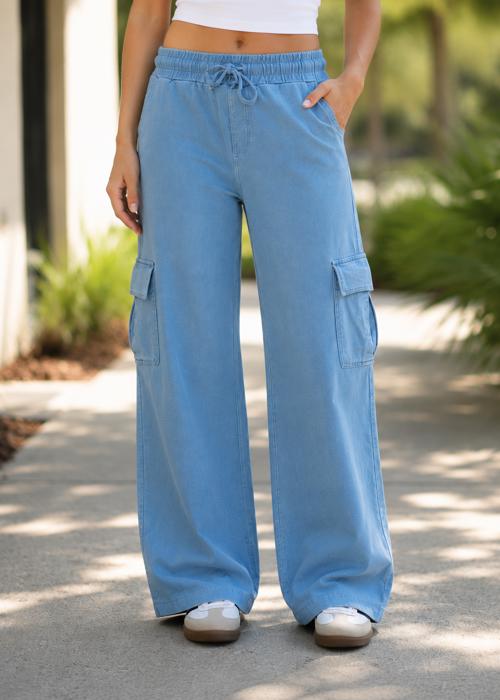 Audrey Mineral Wash Wide Leg Cotton Pants | Women's Comfy Athleisure Bottoms