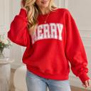  Merry Graphic Sweatshirt | Red or Green Women's Pullover Tops | Christmas Holiday Festive Winter Fashion | Crewneck | Long Sleeve