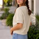 Harper French Terry Top | Summer New Arrival | Women's Cropped Short Sleeve Comfort Shirt | Casual Athleisurewear | Neutral Style
