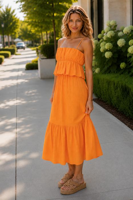 Deena Ruffle Bust Midi Dress | Summer New Arrival | Yellow | Wedding Guest Dress | Vacation Dress