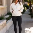  Mia Quilted Half-Zip High Neck Pullover | Women's Fall Jacket | Neutral Beige | Relaxed Fit | Comfy Style