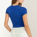  Alex Layered Cap Sleeve Bodysuit | Cobalt Blue Short Sleeves | Summer New Arrival | Double-Layered | Fitted 