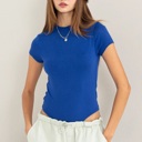 Alex Layered Cap Sleeve Bodysuit | Cobalt Blue Short Sleeves | Summer New Arrival | Double-Layered | Fitted 