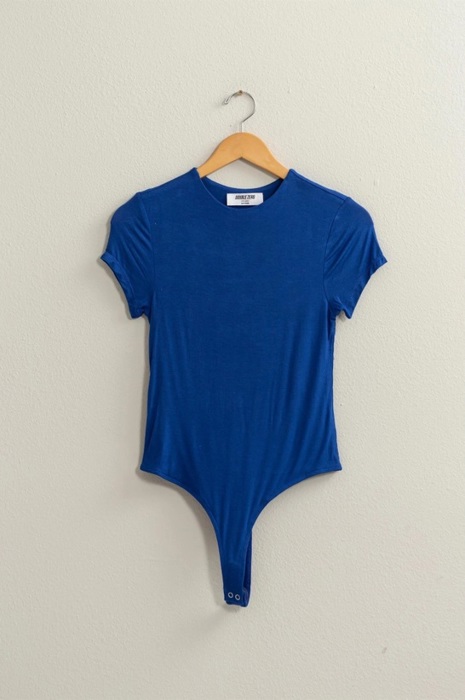 Alex Layered Cap Sleeve Bodysuit | Cobalt Blue Short Sleeves | Summer New Arrival | Double-Layered | Fitted 