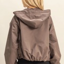  Angela Cropped Zip-Up Hooded Windbreaker | Lightweight Casual Jacket | Taupe | Comfy Everyday Layer