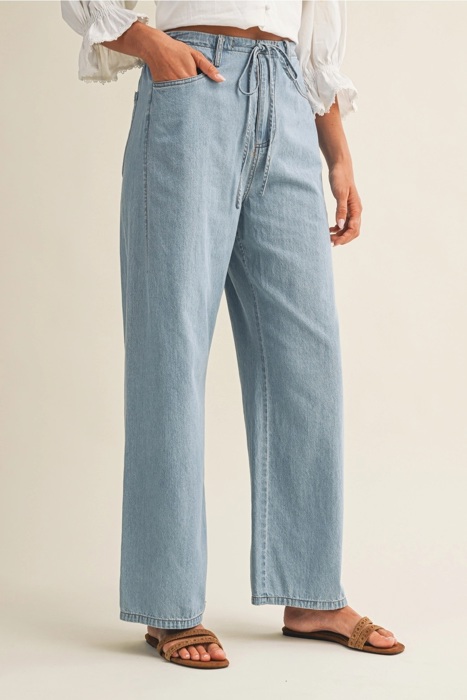 Annabella Relaxed Denim Pants with Drawstring Waist | New Summer Arrival | Women's Pants