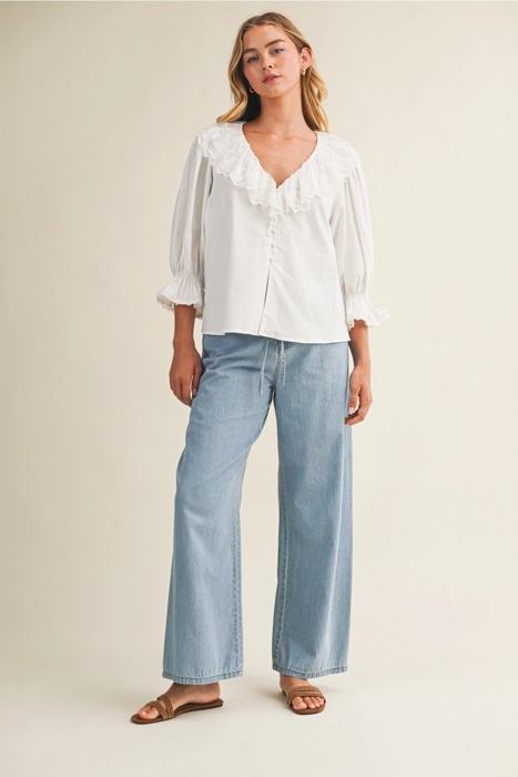 Annabella Relaxed Denim Pants with Drawstring Waist | New Summer Arrival | Women's Pants