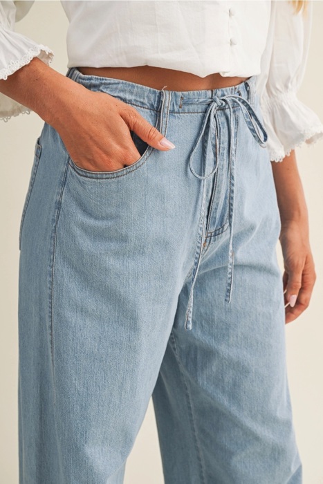 Annabella Relaxed Denim Pants with Drawstring Waist | New Summer Arrival | Women's Pants