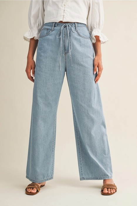 Annabella Relaxed Denim Pants with Drawstring Waist | New Summer Arrival | Women's Pants