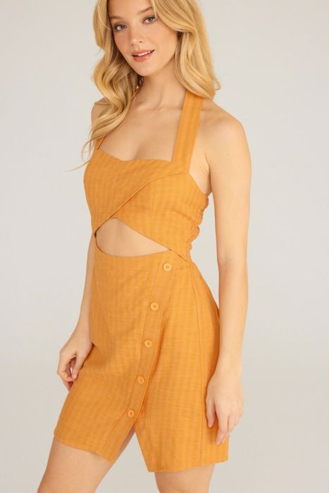 Ashlee Cut-Out Halter Mini Dress | Summer New Arrival | Mandarin Orange Dress | Vacation Dress | Wedding Guest Dress