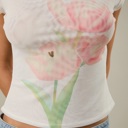  Avery Short Sleeve Flower Graphic Mesh Top | Women's Shirt | New Summer Arrival
