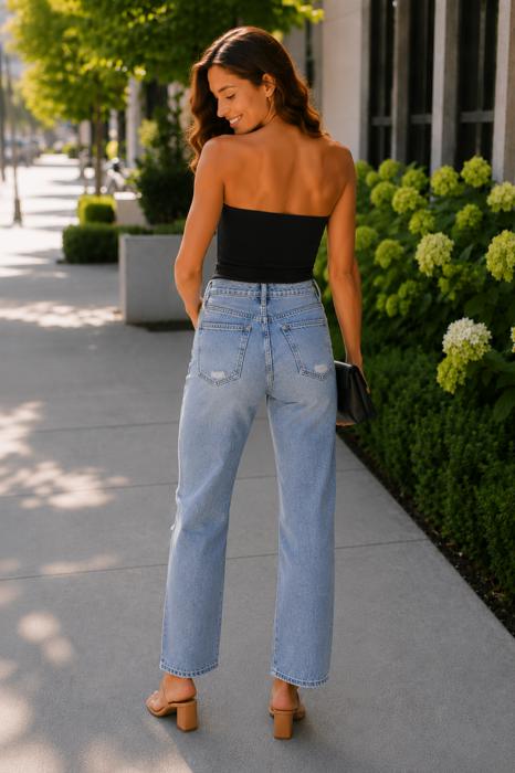 Blake High Rise Distressed Dad Jean | Denim | Wide Leg | Fall Jeans | Light Wash