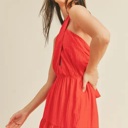  Braelyn Cross Front Halter Maxi Dress | Summer New Arrival | Women's Red Cross-Front Tiered Maxi Dress | Summer Vacation Event Dress | Trendy | Halter Front Cut-Out