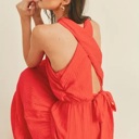  Braelyn Cross Front Halter Maxi Dress | Summer New Arrival | Women's Red Cross-Front Tiered Maxi Dress | Summer Vacation Event Dress | Trendy | Halter Front Cut-Out