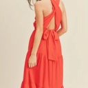  Braelyn Cross Front Halter Maxi Dress | Summer New Arrival | Women's Red Cross-Front Tiered Maxi Dress | Summer Vacation Event Dress | Trendy | Halter Front Cut-Out