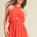  Braelyn Cross Front Halter Maxi Dress | Summer New Arrival | Women's Red Cross-Front Tiered Maxi Dress | Summer Vacation Event Dress | Trendy | Halter Front Cut-Out