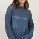  Brooke Star Pattern Open-Stich Sweater | Relaxed Fit Blue Women's Shirt | Open-Knit Sweater | Trendy Sweaters | Layering Top for Fall