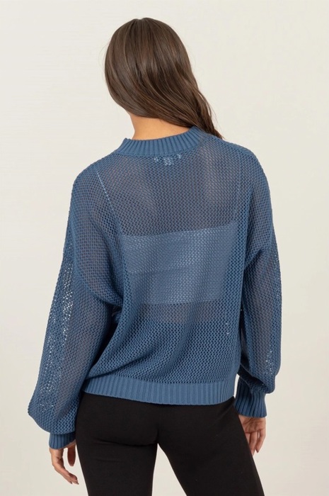 Brooke Star Pattern Open-Stich Sweater | Relaxed Fit Blue Women's Shirt | Open-Knit Sweater | Trendy Sweaters | Layering Top for Fall