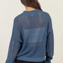  Brooke Star Pattern Open-Stich Sweater | Relaxed Fit Blue Women's Shirt | Open-Knit Sweater | Trendy Sweaters | Layering Top for Fall