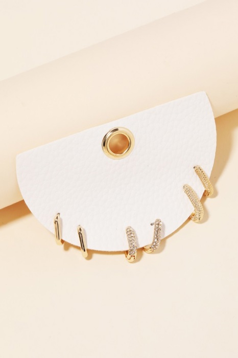 Carlton Mini Hoop Earrings Set | Set of Women's Three Hoops | Women's Mini Hoops and Huggies