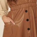  Caroline Faux Leather Surplice Mini Dress | Taupe Button-Up Polyester Dress | Fall Dress | Overall Dress