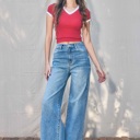  Courtney High-Rise Essential Wide Leg Jeans | Women's Denim | Everyday Bottoms | Casual Medium Wash | All Seasons