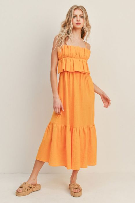 Deena Ruffle Bust Midi Dress | Summer New Arrival | Yellow | Wedding Guest Dress | Vacation Dress