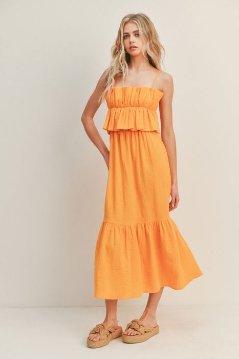 Deena Ruffle Bust Midi Dress | Summer New Arrival | Yellow | Wedding Guest Dress | Vacation Dress