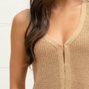  Dina Front Hook + Eye Knit Sweater Vest | Summer New Arrival | Women's V-Neck Tank | Beige Tan Neutral Top