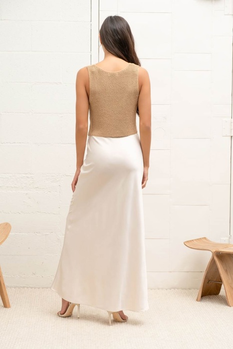 Dina Front Hook + Eye Knit Sweater Vest | Summer New Arrival | Women's V-Neck Tank | Beige Tan Neutral Top