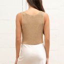  Dina Front Hook + Eye Knit Sweater Vest | Summer New Arrival | Women's V-Neck Tank | Beige Tan Neutral Top