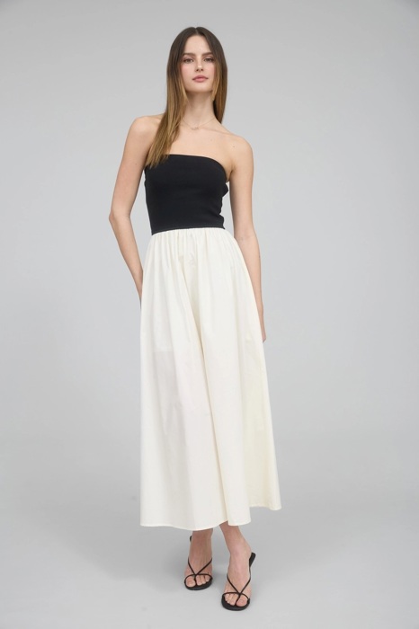 Ella Knit Strapless Top Woven Maxi Dress | Summer New Arrival | Women's Lightweight Cotton Dress | Spring + Summer Fashion