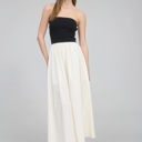  Ella Knit Strapless Top Woven Maxi Dress | Summer New Arrival | Women's Lightweight Cotton Dress | Spring + Summer Fashion