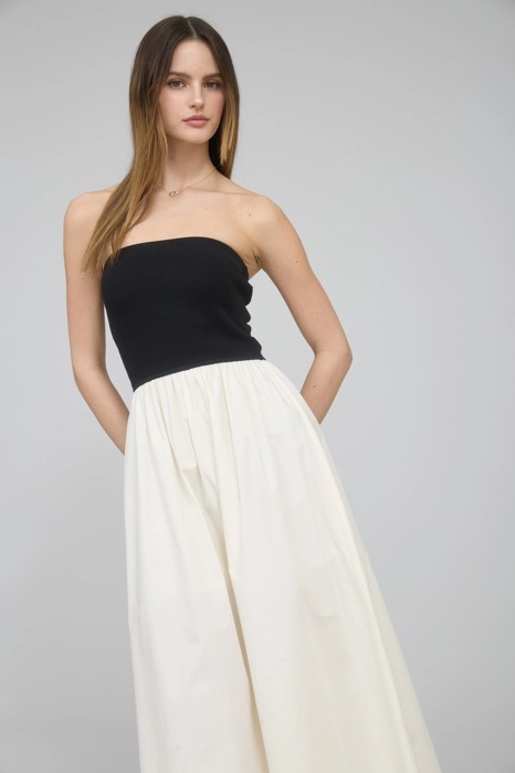 Ella Knit Strapless Top Woven Maxi Dress | Summer New Arrival | Women's Lightweight Cotton Dress | Spring + Summer Fashion