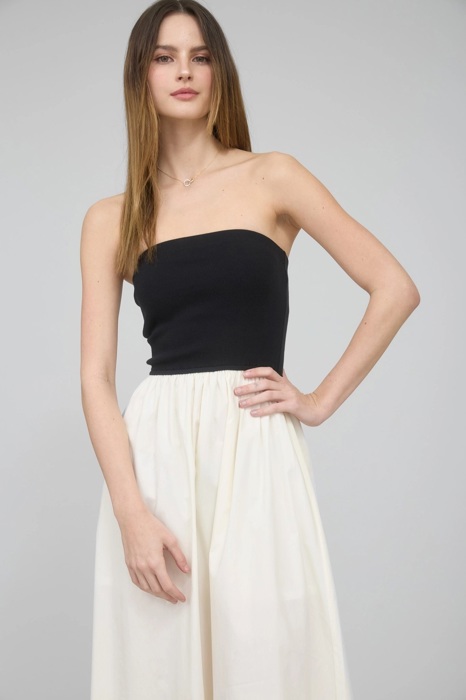Ella Knit Strapless Top Woven Maxi Dress | Summer New Arrival | Women's Lightweight Cotton Dress | Spring + Summer Fashion