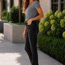  Gianna High Rise Slim with Slanted Slit | Women's Jeans | Vervet by Flying Monkey | Black Light-Faded with Stretch