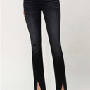  Gianna High Rise Slim with Slanted Slit | Women's Jeans | Vervet by Flying Monkey | Black Light-Faded with Stretch