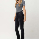  Gianna High Rise Slim with Slanted Slit | Women's Jeans | Vervet by Flying Monkey | Black Light-Faded with Stretch